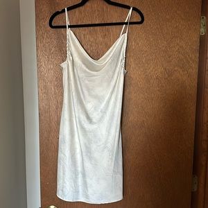 Forever 21 | White & Grey Satin Cowl Neck Dress